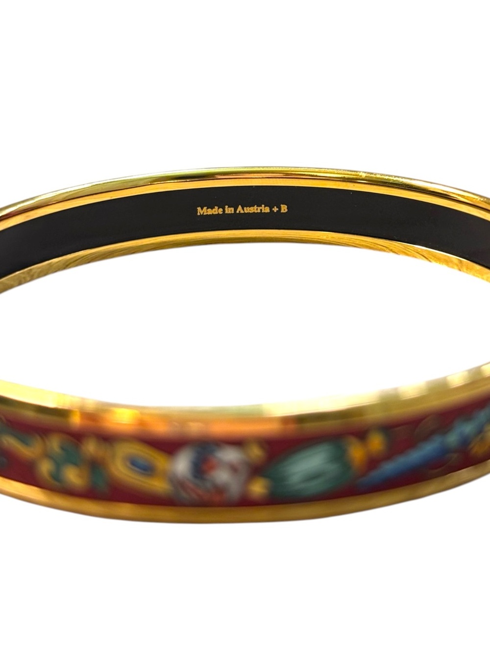 Hermès Qu’Importe le Flacon Enamel Bangle Size 65 Burgundy Gold Bracelet - Picture 6 of 9